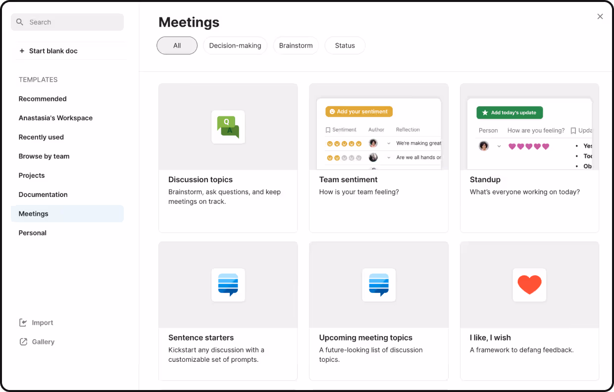 Coda meeting templates
