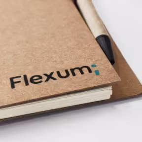 Flexum branded notebook and pen