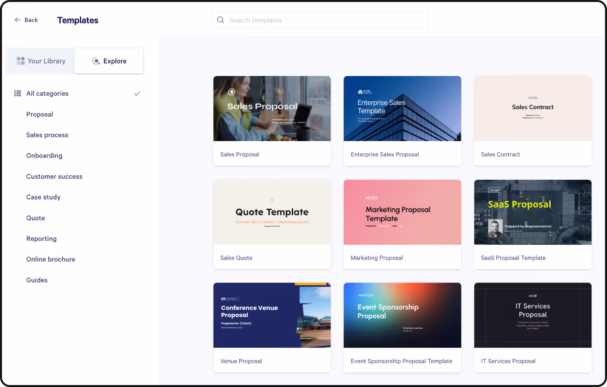 Proposal templates gallery