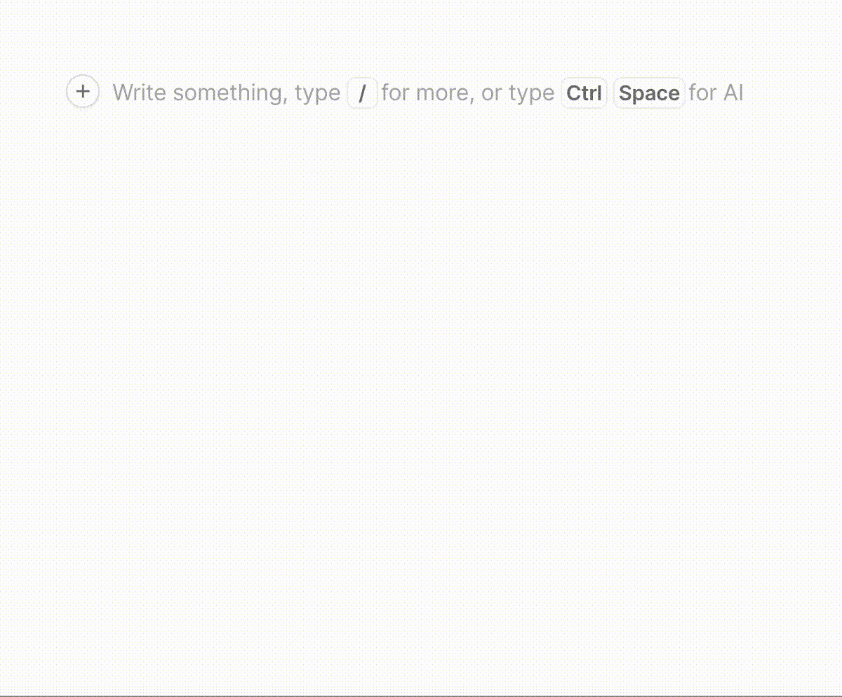 Typing a slash opens a menu of commands in the editor
