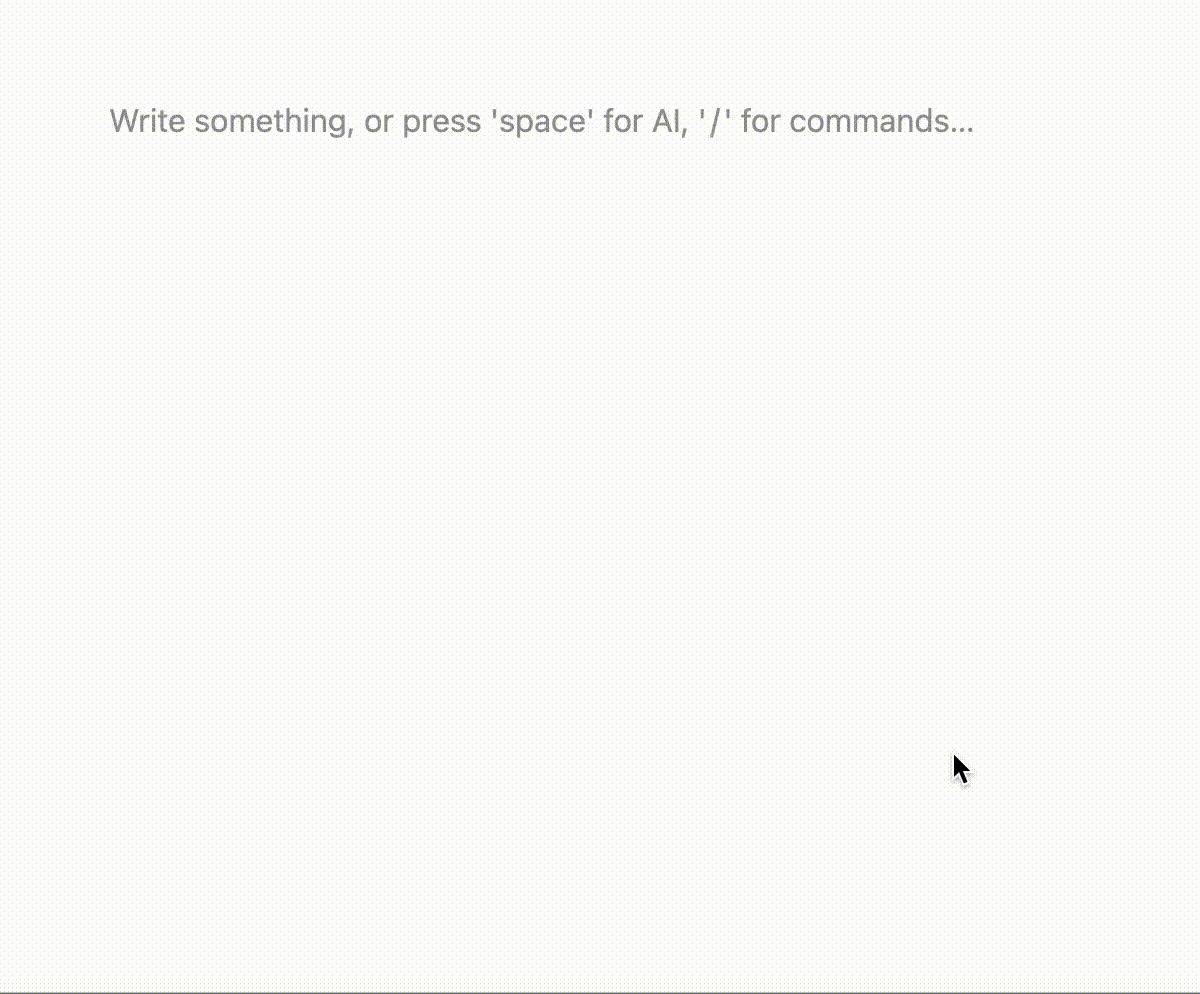 Choosing a block type from the slash menu in the editor